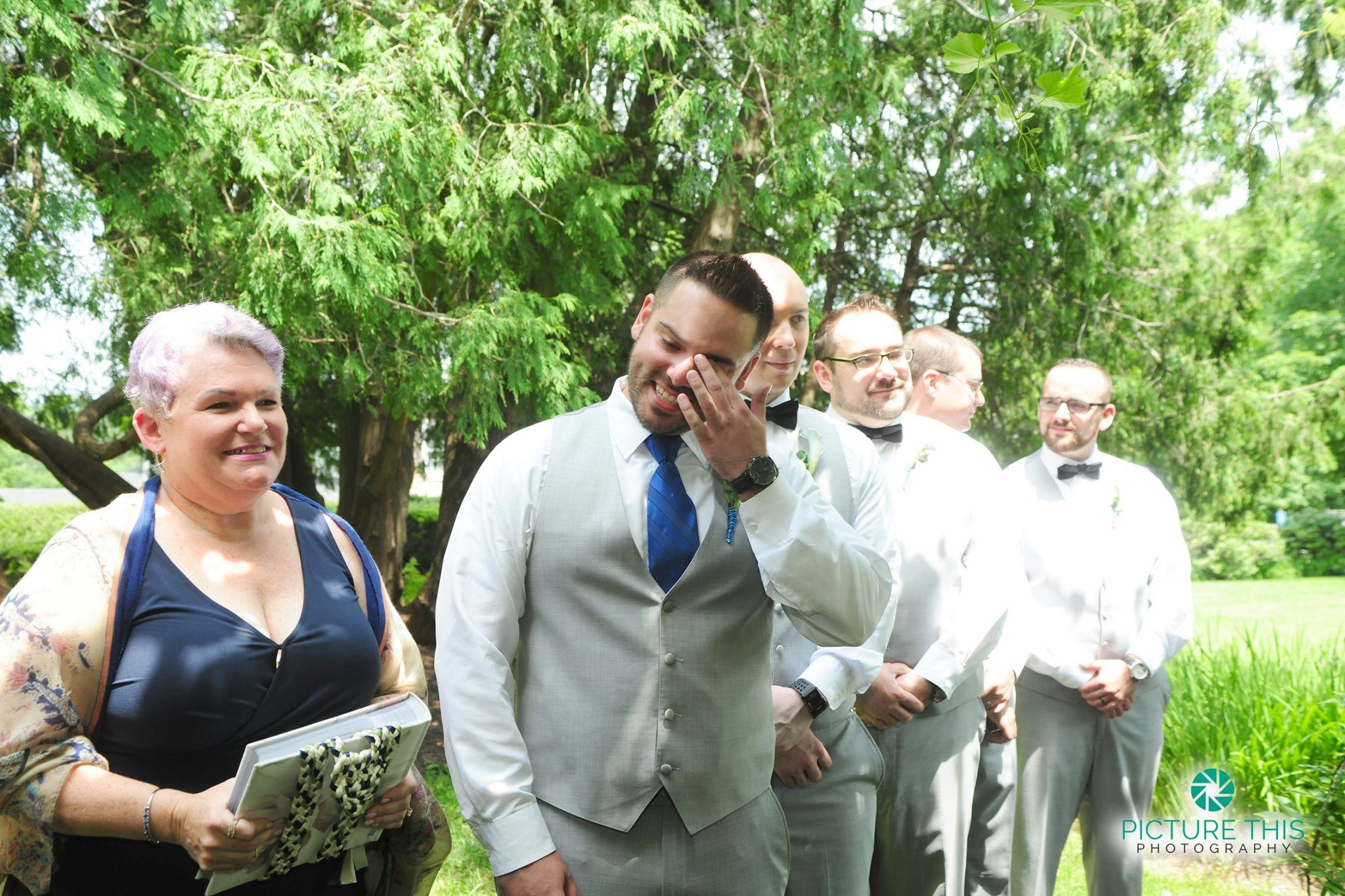 Wedding Day Moments late-june-wedding-ceremony-groom-tears-up-at-sight-of-bride