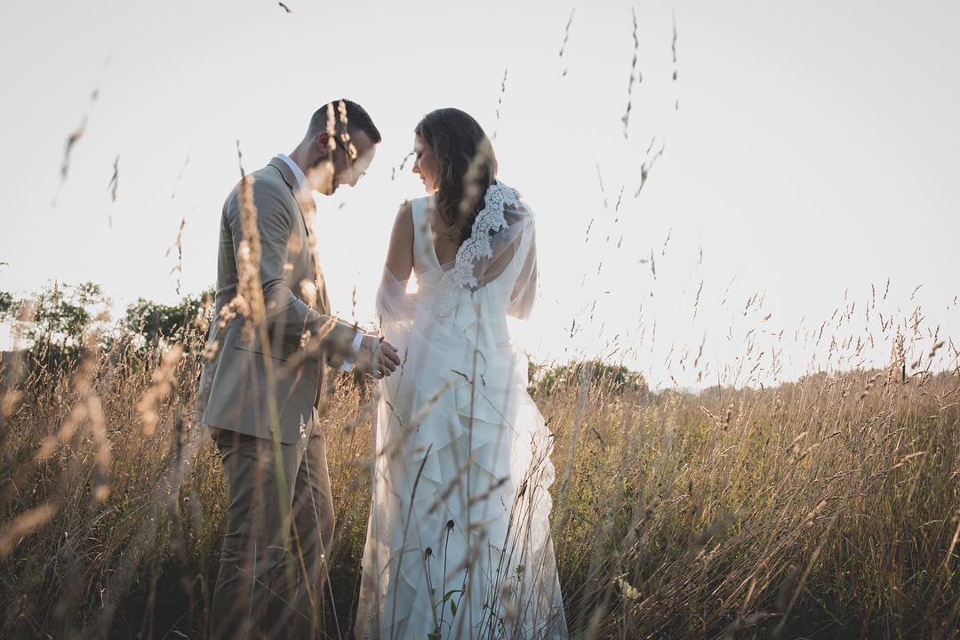 Park Lovers Wed park lovers walking through hayfields