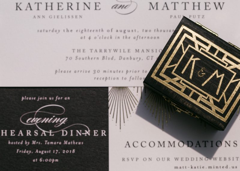 Art Deco Stationary art-deco-wedding-monogramed-box-with-wedding-invitation